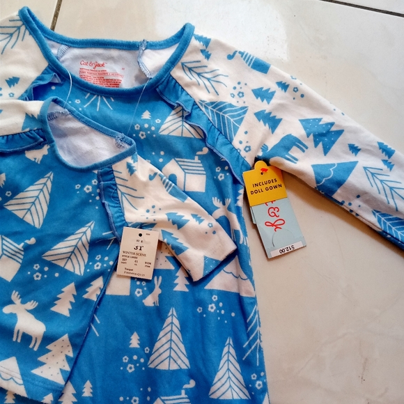 Cat & Jack Girl and doll matching pajama sleepwear dress girl size 3 - Picture 2 of 6